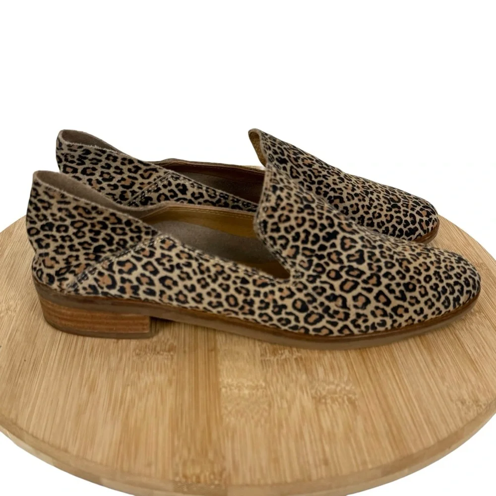 Lucky Brand Cahill Leopard Calf Hair Loafers Women’s Size 7.5M Leather Upper
